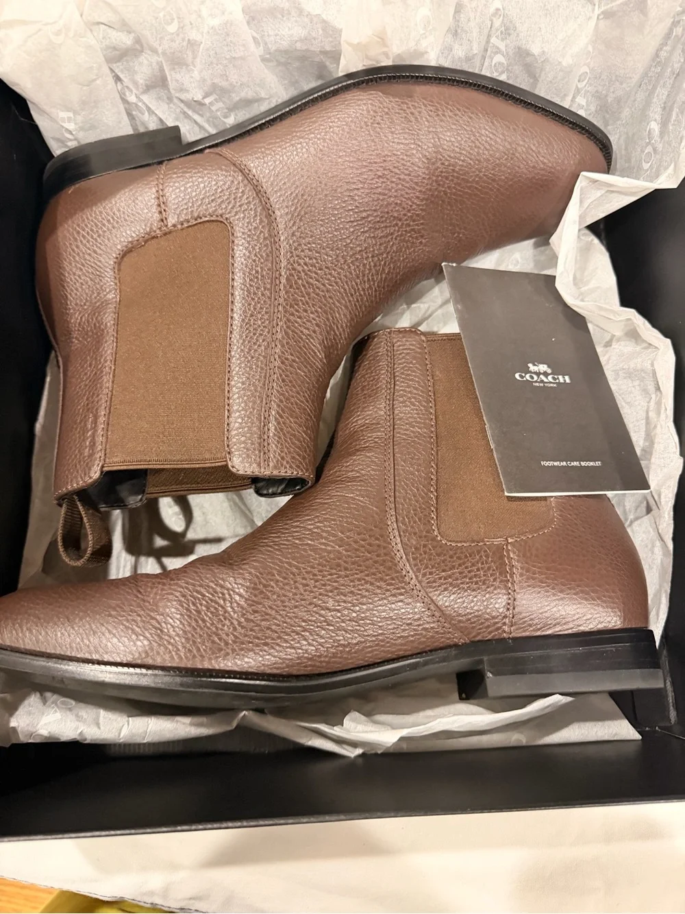 COACH Men’s Brown Pebbled Leather Chukka Chelsea Boots